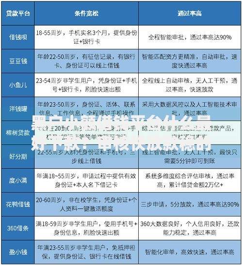 黑户小额借钱平台什么最好下款？审核快放款稳的渠道解析