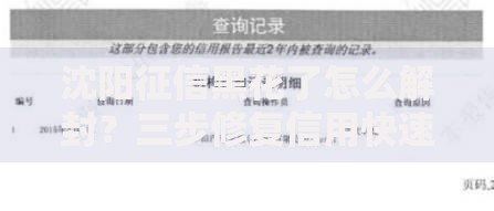 沈阳征信黑花了怎么解封？三步修复信用快速贷款攻略