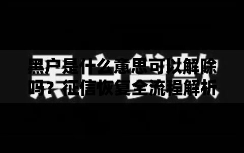 黑户是什么意思可以解除吗?征信恢复全流程解析 黑户是什么意思可以解除吗?征信恢复全流程解析