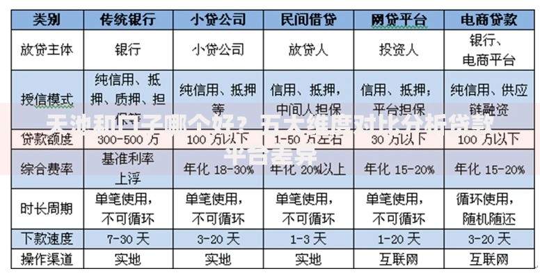 天池和口子哪个好？五大维度对比分析贷款平台差异