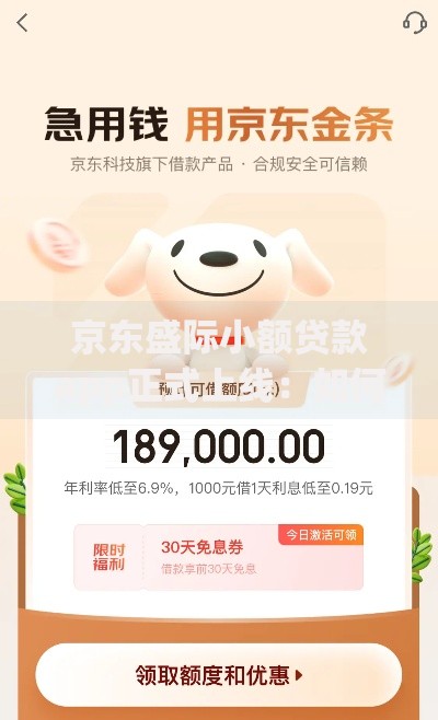 京东盛际小额贷款app正式上线：如何申请？额度多少？