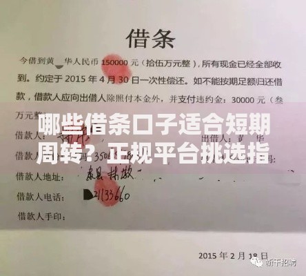 哪些借条口子适合短期周转？正规平台挑选指南