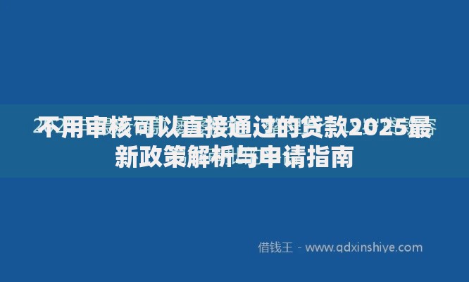 不用审核可以直接通过的贷款2025最新政策解析与申请指南