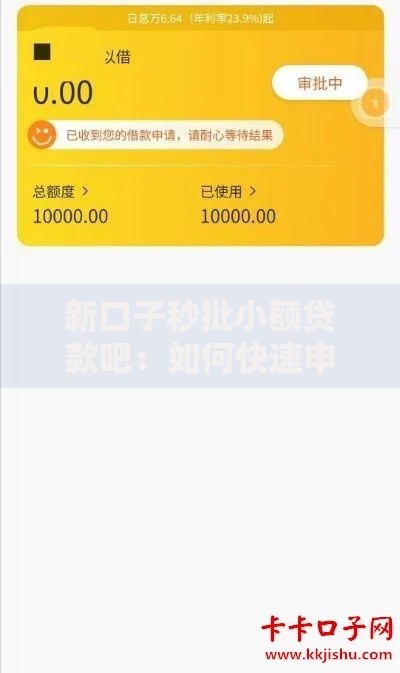 新口子秒批小额贷款吧：如何快速申请？哪家平台更靠谱？