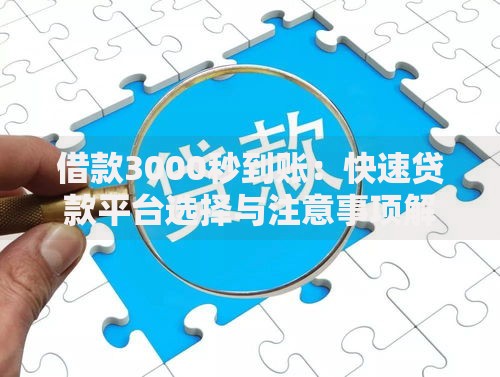 借款3000秒到账：快速贷款平台选择与注意事项解析