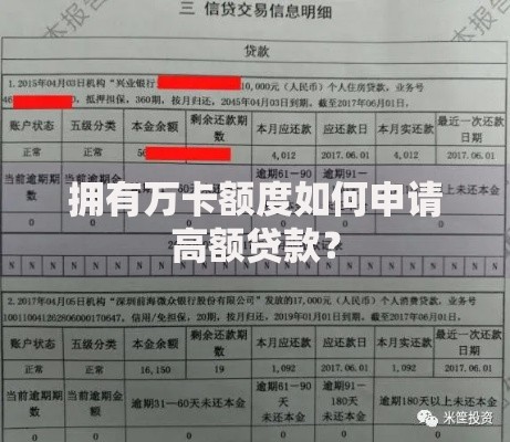 拥有万卡额度如何申请高额贷款？
