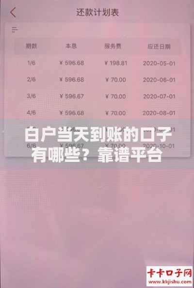 白户当天到账的口子有哪些？靠谱平台推荐及申请攻略