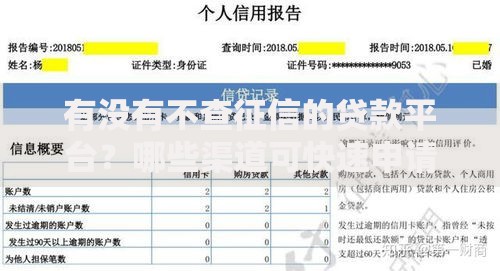 有没有不查征信的贷款平台？哪些渠道可快速申请