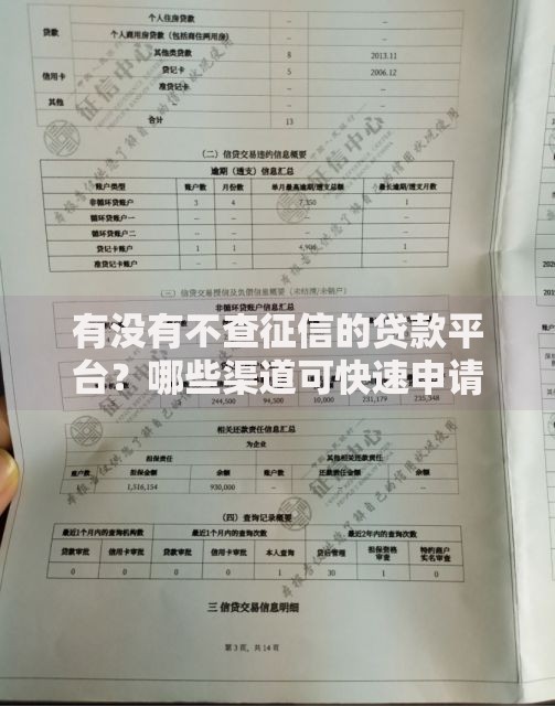 有没有不查征信的贷款平台？哪些渠道可快速申请