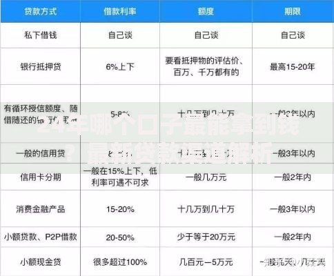 24年哪个口子最能拿到钱？最新贷款渠道解析