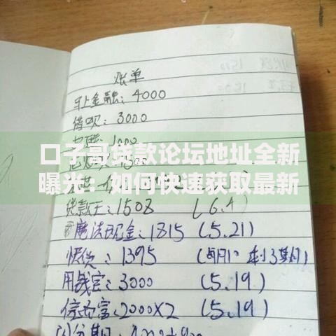 口子哥贷款论坛地址全新曝光：如何快速获取最新入口？
