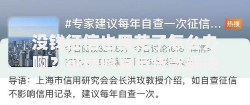 没钱征信也黑花了怎么办啊？征信修复与贷款解决方案详解
