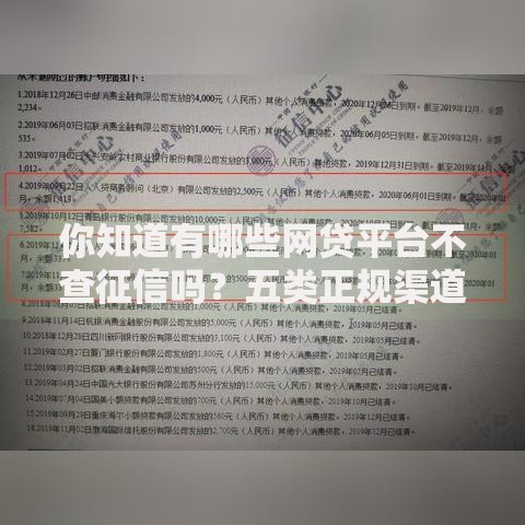 你知道有哪些网贷平台不查征信吗？五类正规渠道解析