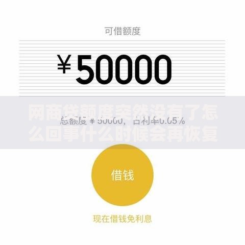 网商贷额度突然没有了怎么回事什么时候会再恢复解析