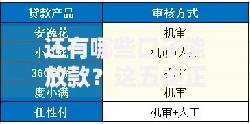 还有哪些口子能放款？这五类正规平台审核快额度高