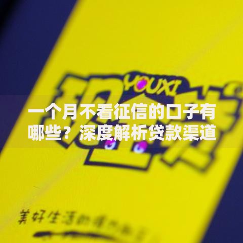 一个月不看征信的口子有哪些？深度解析贷款渠道与注意事项