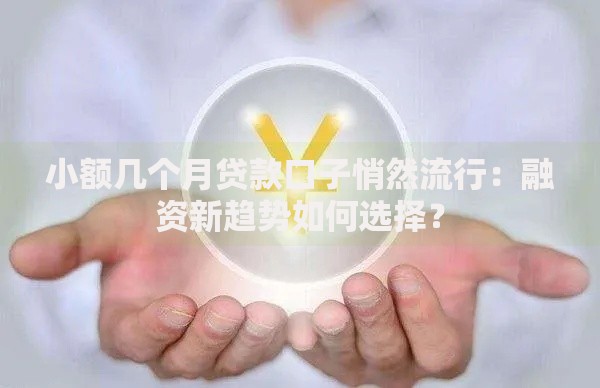 小额几个月贷款口子悄然流行：融资新趋势如何选择？