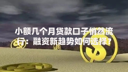 小额几个月贷款口子悄然流行：融资新趋势如何选择？