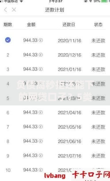 负债高秒拒还能下的网贷口子？5类真实过审方案解析
