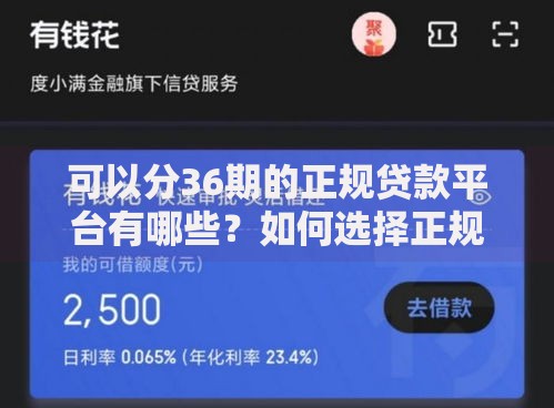 可以分36期的正规贷款平台有哪些？如何选择正规平台？