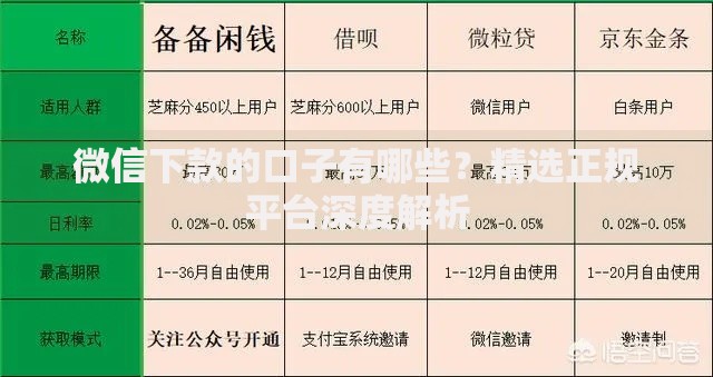 微信下款的口子有哪些？精选正规平台深度解析