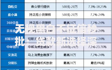 无视黑白不征信秒批：贷款新选择深度解析