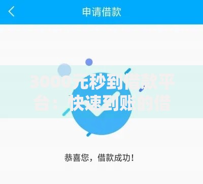 3000元秒到借款平台：快速到账的借款渠道有哪些？
