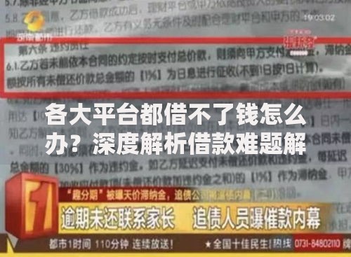 各大平台都借不了钱怎么办？深度解析借款难题解决方案
