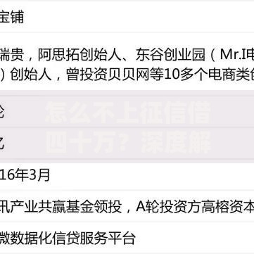 怎么不上征信借四十万？深度解析合法渠道与风险规避