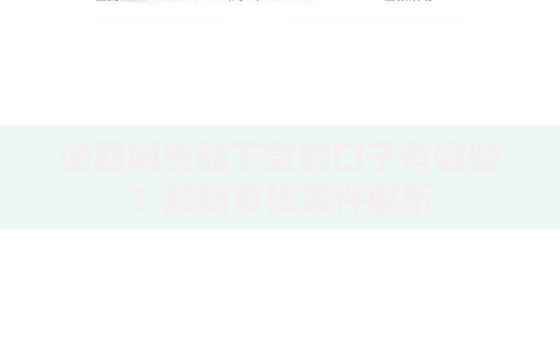 逾期网贷能下款的口子有哪些？最新审核条件解析