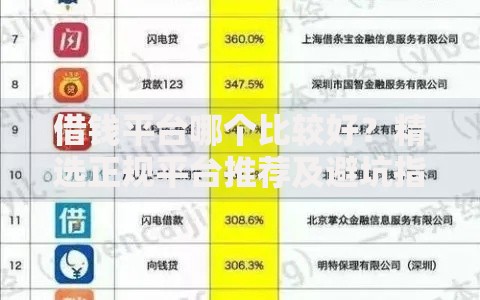 借钱平台哪个比较好？精选正规平台推荐及避坑指南