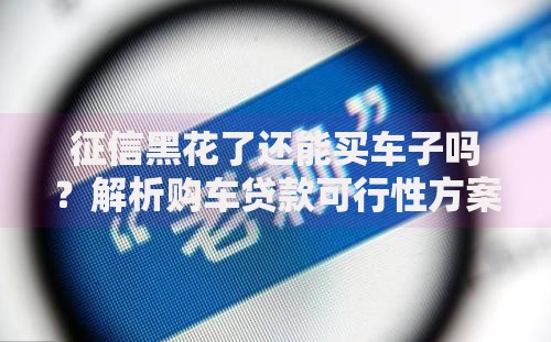 征信黑花了还能买车子吗？解析购车贷款可行性方案