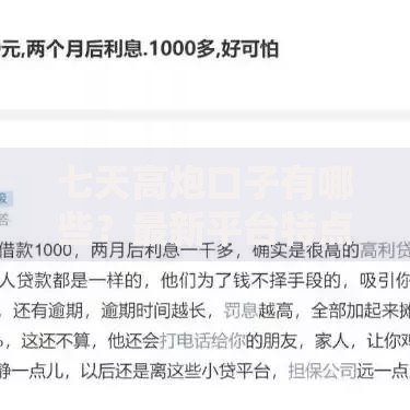 七天高炮口子有哪些？最新平台特点与风险深度解析