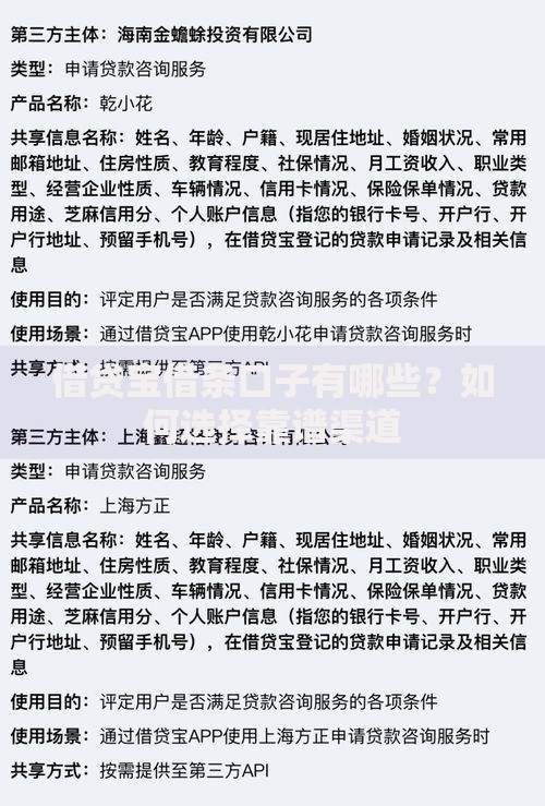 借贷宝借条口子有哪些？如何选择靠谱渠道