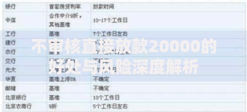不审核直接放款20000的好处与风险深度解析