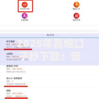 2025年高炮口子秒下款：低门槛快速审核的借贷渠道解析