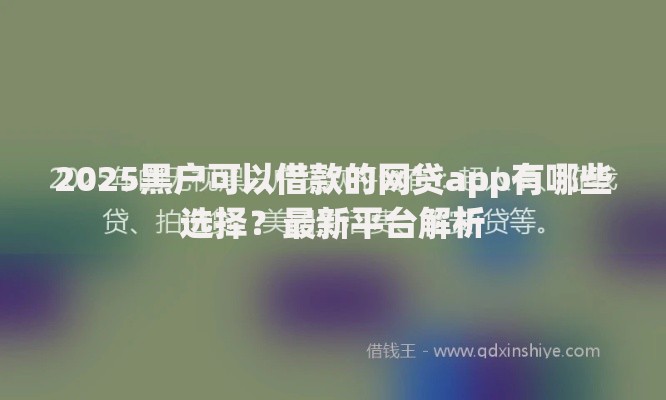2025黑户可以借款的网贷app有哪些选择？最新平台解析