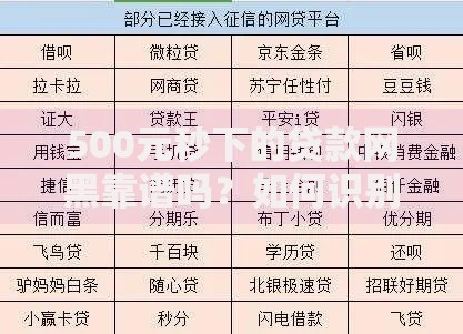 500元秒下的贷款网黑靠谱吗？如何识别风险与安全借款