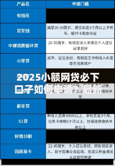 2025小额网贷必下口子如何申请？最新审核攻略解析