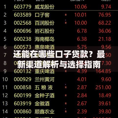 还能在哪些口子贷款?最新渠道解析与选择指南 还能在哪些口子贷款?最新渠道解析与选择指南