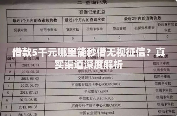 借款5千元哪里能秒借无视征信？真实渠道深度解析