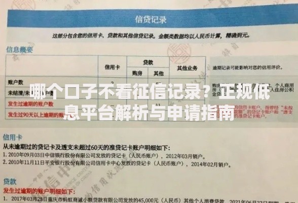 哪个口子不看征信记录？正规低息平台解析与申请指南