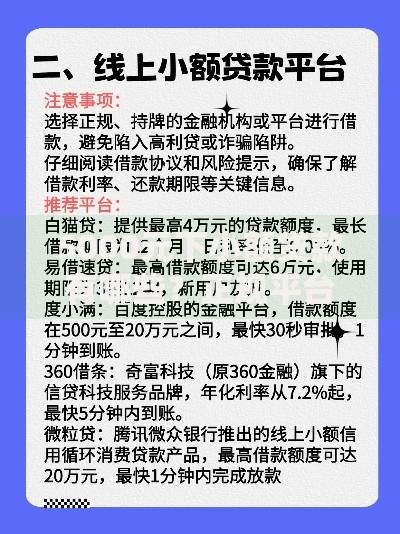 5000元下小额贷款有哪些？正规平台选择攻略