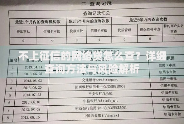 不上征信的网络贷怎么查？详细查询方法与风险解析