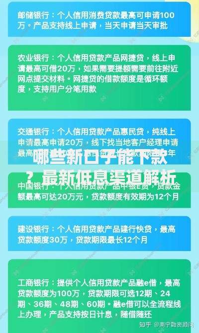哪些新口子能下款？最新低息渠道解析