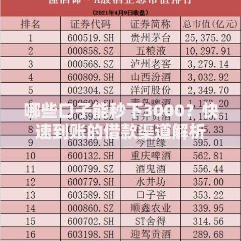 哪些口子能秒下3000？快速到账的借款渠道解析