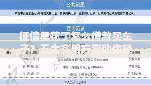 征信黑花了怎么借款买车子？五大实用方案助你轻松购车
