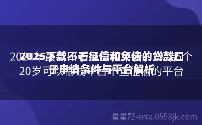 2025下款不看征信和负债的贷款口子申请条件与平台解析