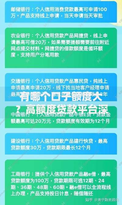 有哪个口子额度大？高额度贷款平台深度解析