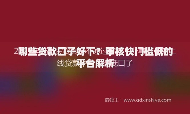 哪些贷款口子好下？审核快门槛低的平台解析